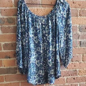 Lucky Brand Blue Floral Blouse